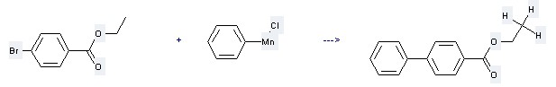 The [1,1'-Biphenyl]-4-carboxylicacid, ethyl ester could be obtained by the reactants of 4-Bromo-benzoic acid ethyl ester and Phenylmanganese chloride.
